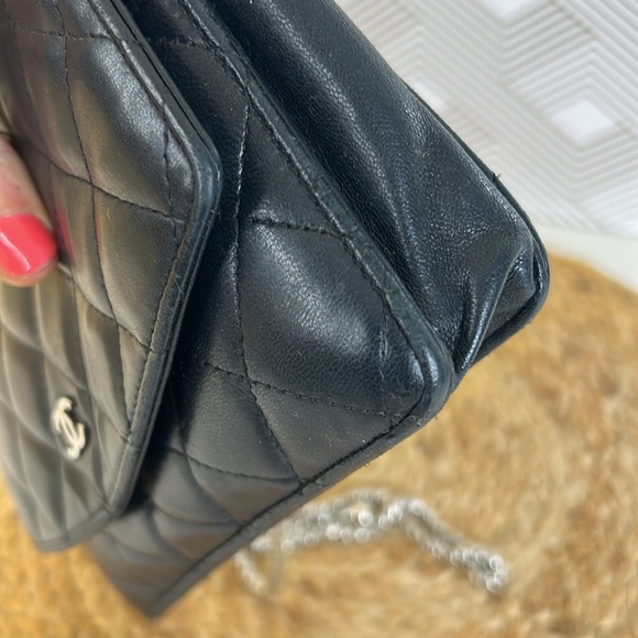 Chanel Black Quilted wallet on a chain(WOC)-black and silver - Picture 6 of 17